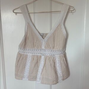 American Eagle Outfitters Beige and White Lace Camisole